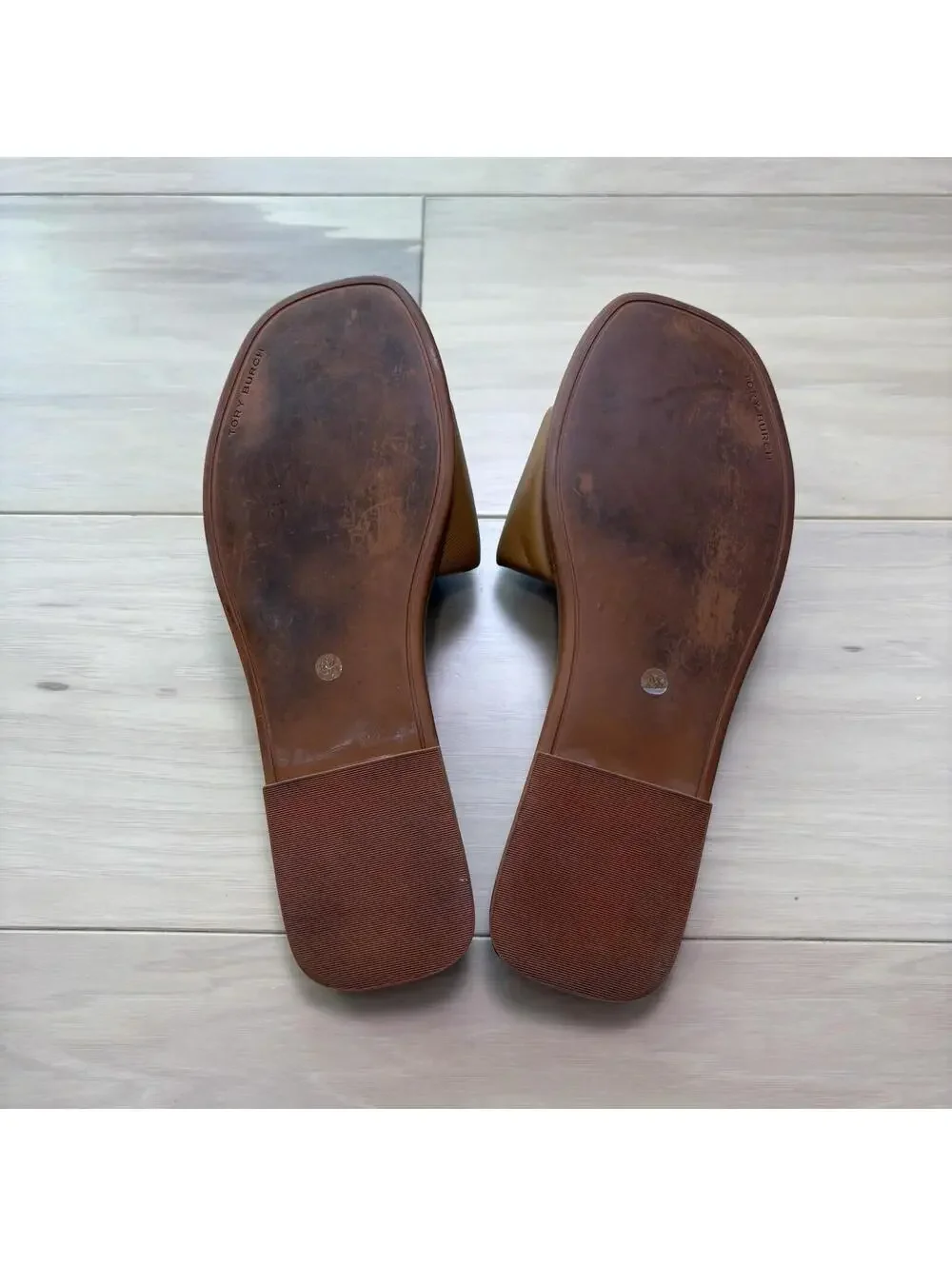 Tory Burch Ines Slide Sandals Brown Leather Double T Logo Women’s Size 9.5 M - Picture 7 of 7